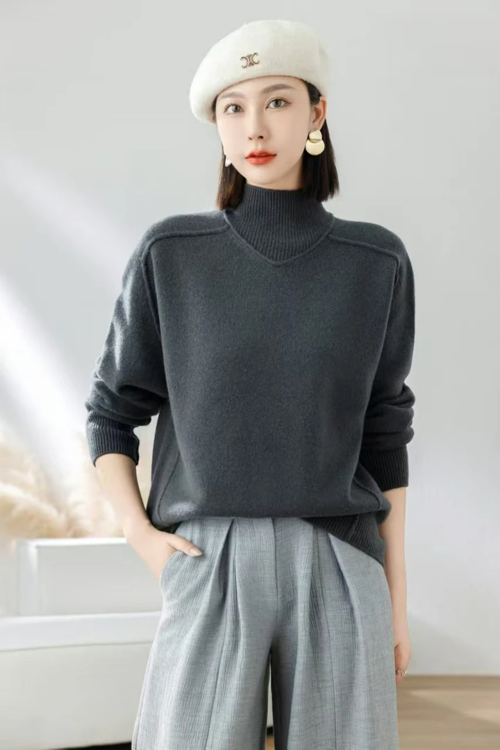 宽松加厚100%羊毛衫