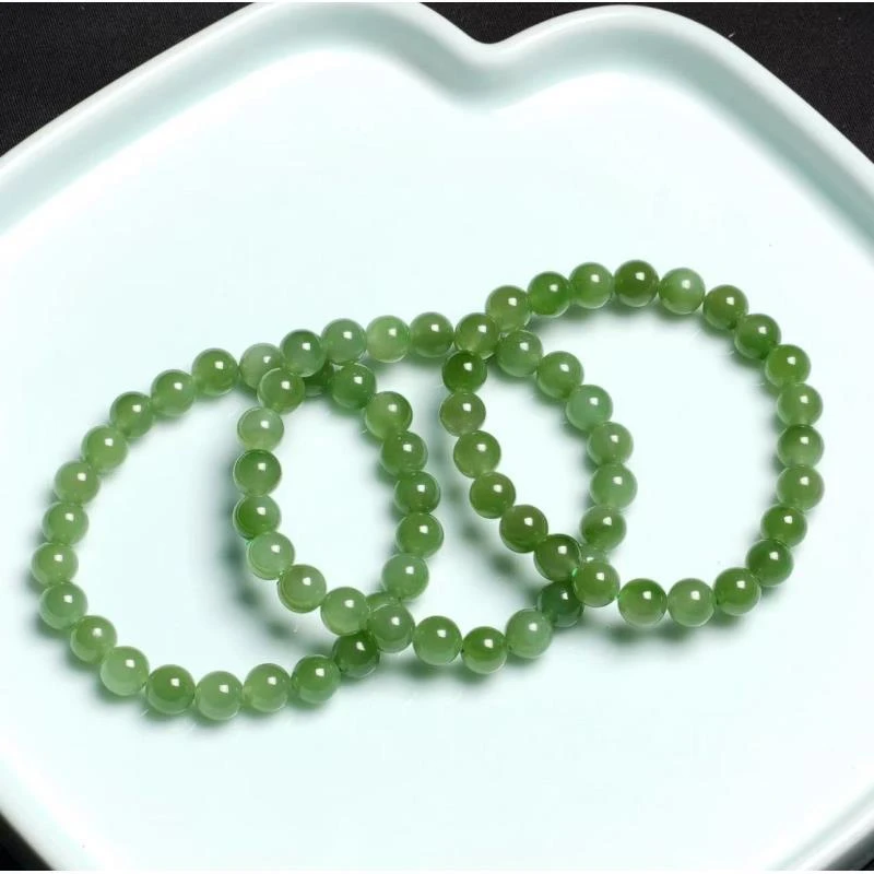 和田玉碧玉卡8mm圆珠手串SL170多样性发其一