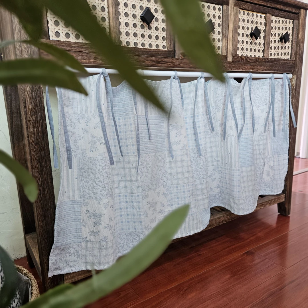 LY2594云水蓝天免打孔系带橱柜遮光半帘120*45