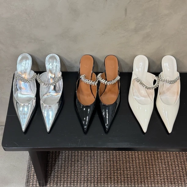 包头春季细跟高跟鞋尖头细跟单鞋半拖时尚女鞋网红鞋子法式