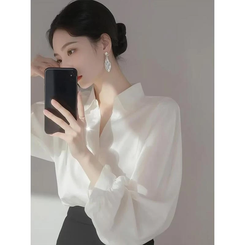 2025春秋法式新款白色衬衫女士轻熟风高级感时尚简约个性百搭上衣