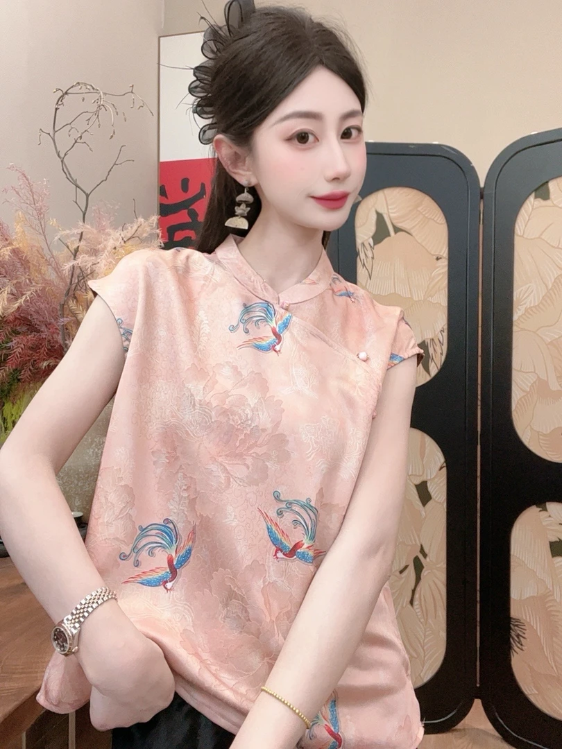 【凤凰】2025夏季新款气质百搭显瘦新中式短袖女日常宽松