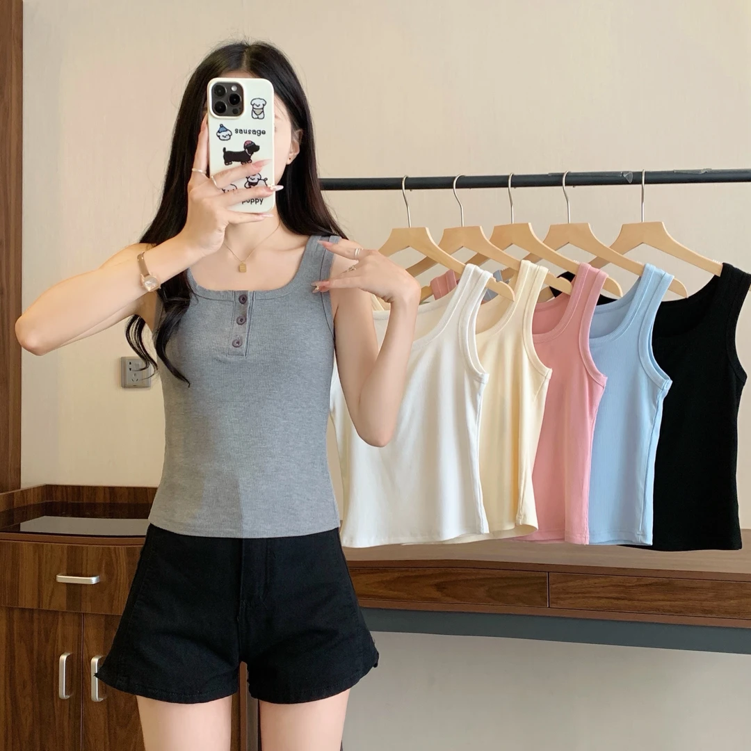 2025春夏新款大码女装设计感显瘦辣妹工字背心上衣3071