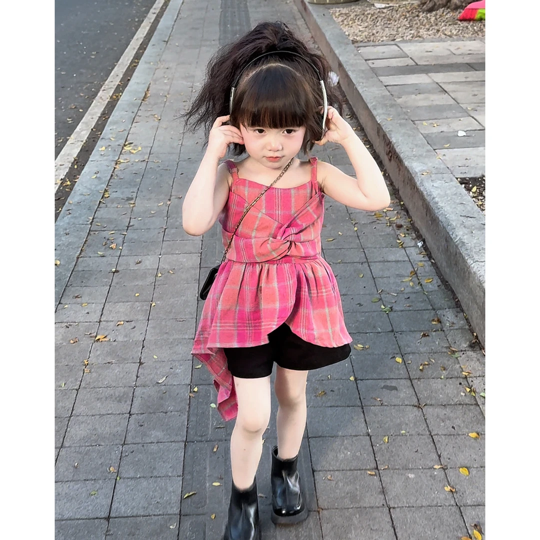 女童吊带连衣裙辣妹装2025新款儿童红色多巴胺穿搭童装又酷又飒裙