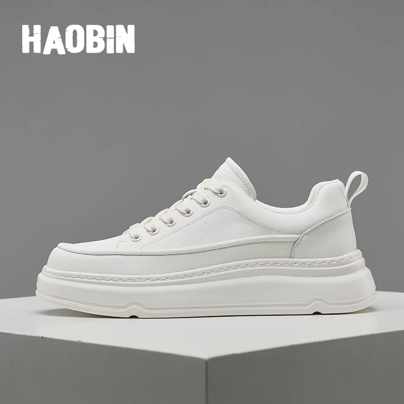 浩宾新款2025春夏季增高小白鞋百搭低帮厚底男鞋情侣休闲板鞋男