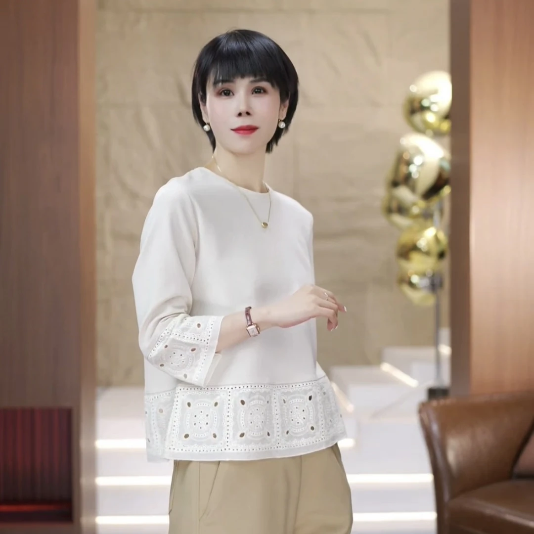 【渲渲推荐】SJIE-6899春夏季显瘦气质花边衬衣