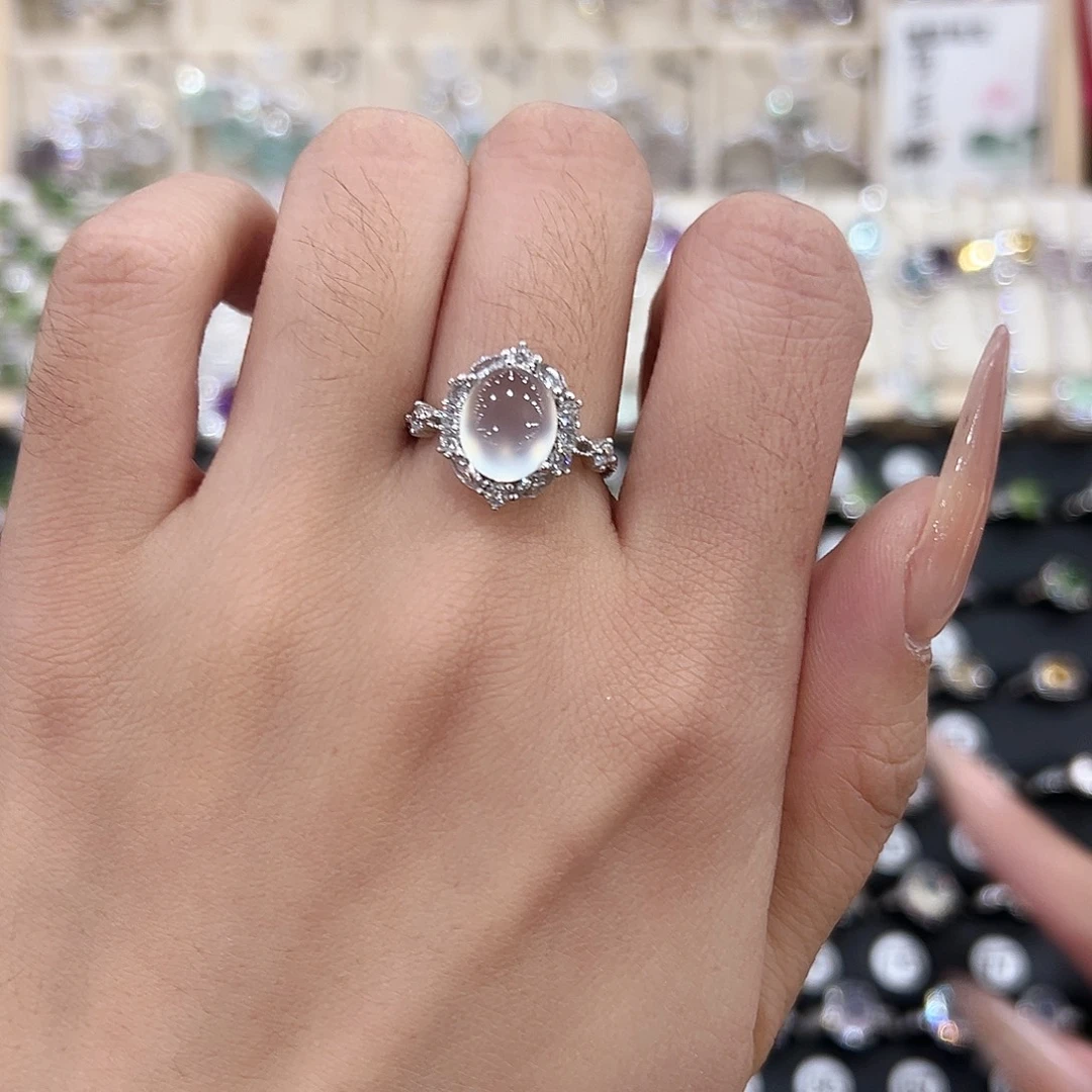 岫玉银S925镶嵌戒指