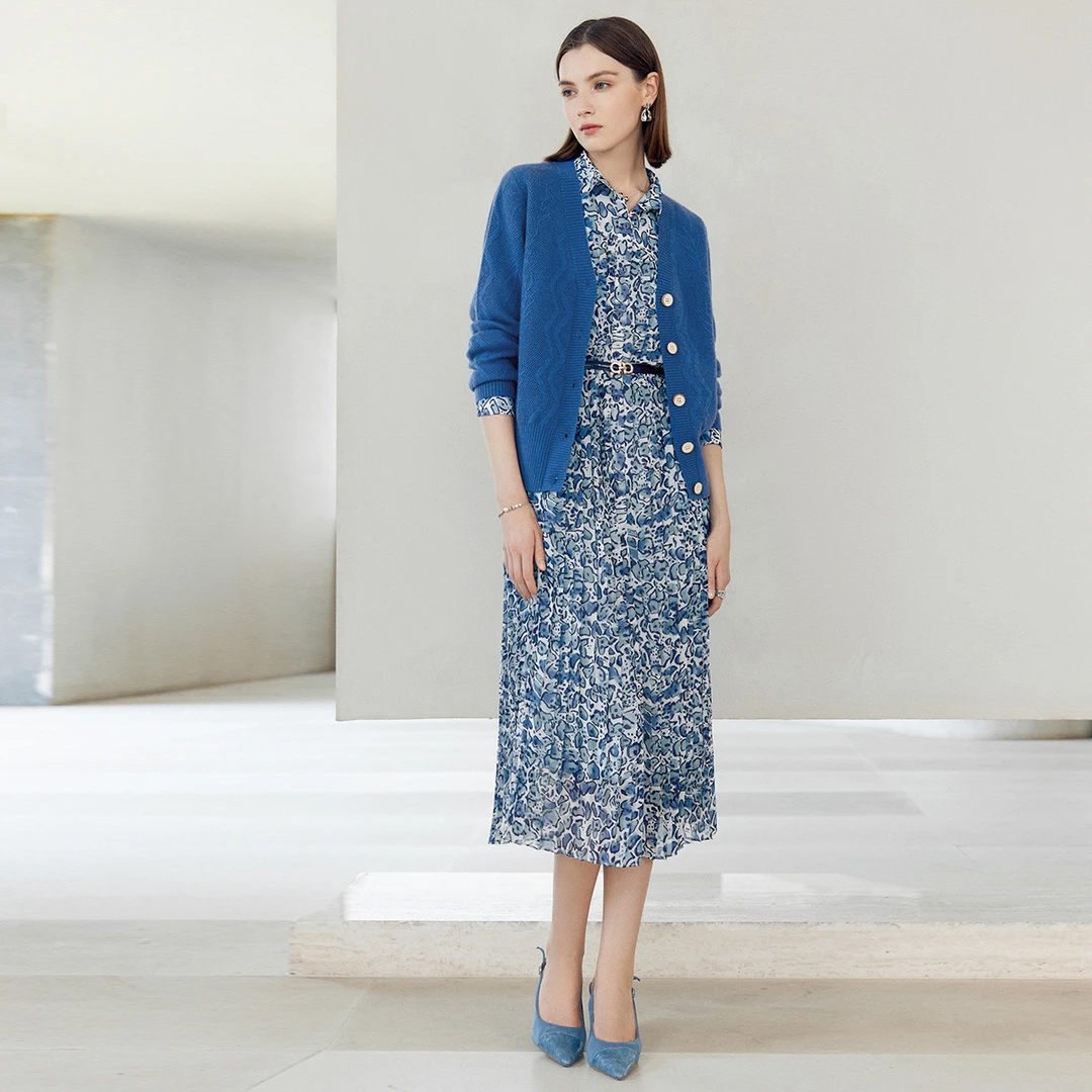 春秋装纯色针织开衫长袖女通勤时尚减龄气质外套60A310850