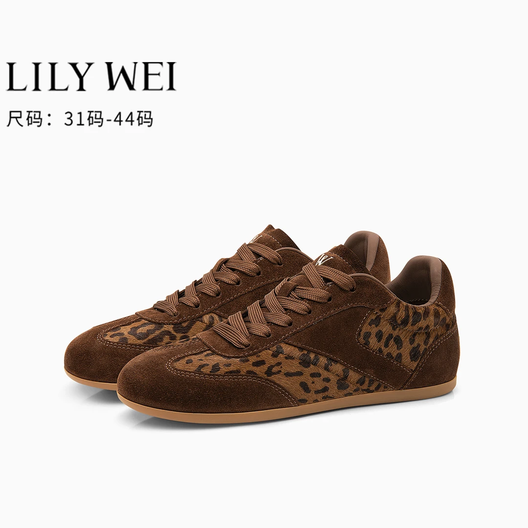 旷野之息Lily Wei25年新款马毛豹纹德训高级感休闲鞋女小码313233