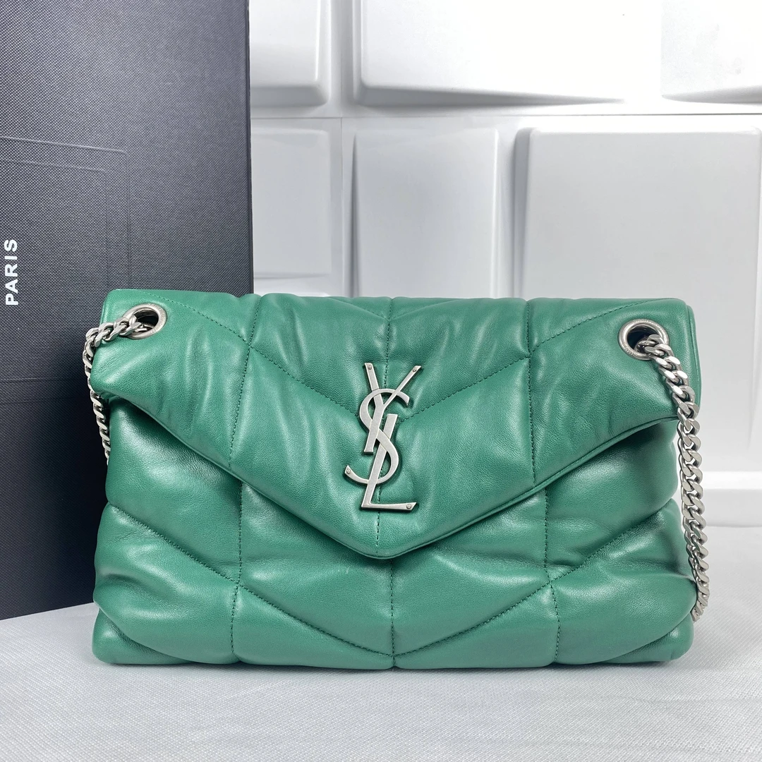 95新 YSL/圣罗兰 YSL云朵绿色链条包 JK1702