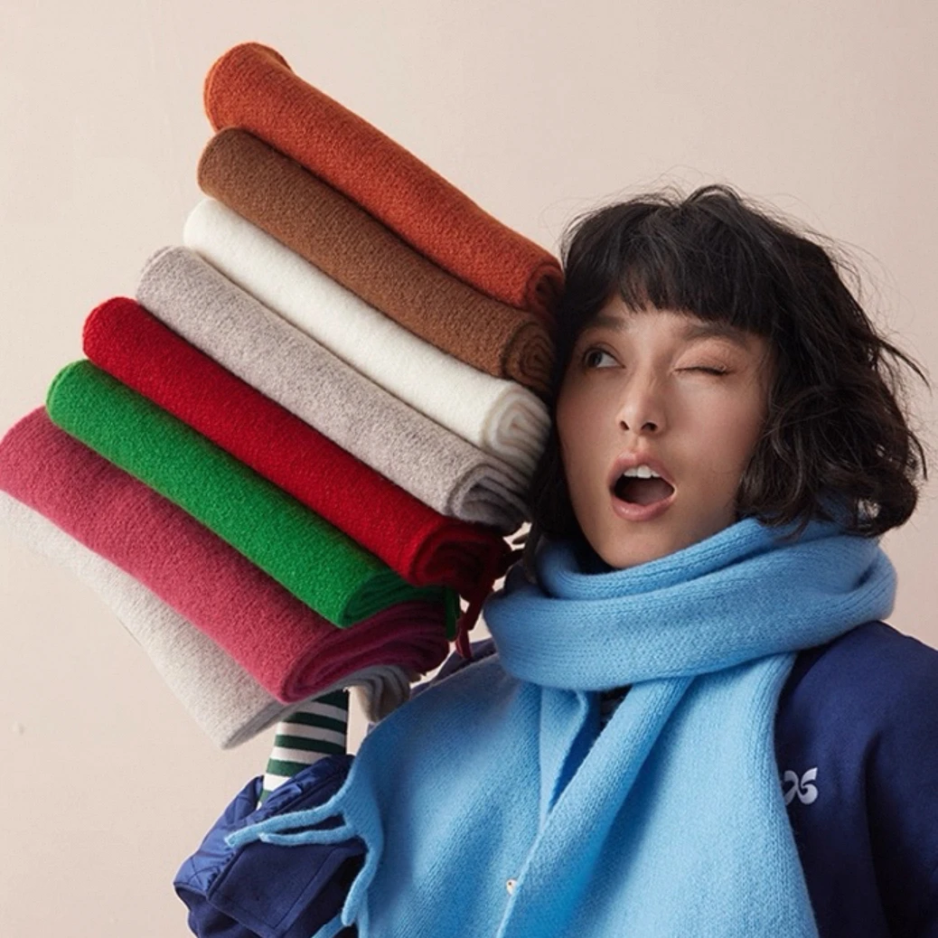 百搭羊绒羊毛围巾秋冬加厚保暖简约流苏款