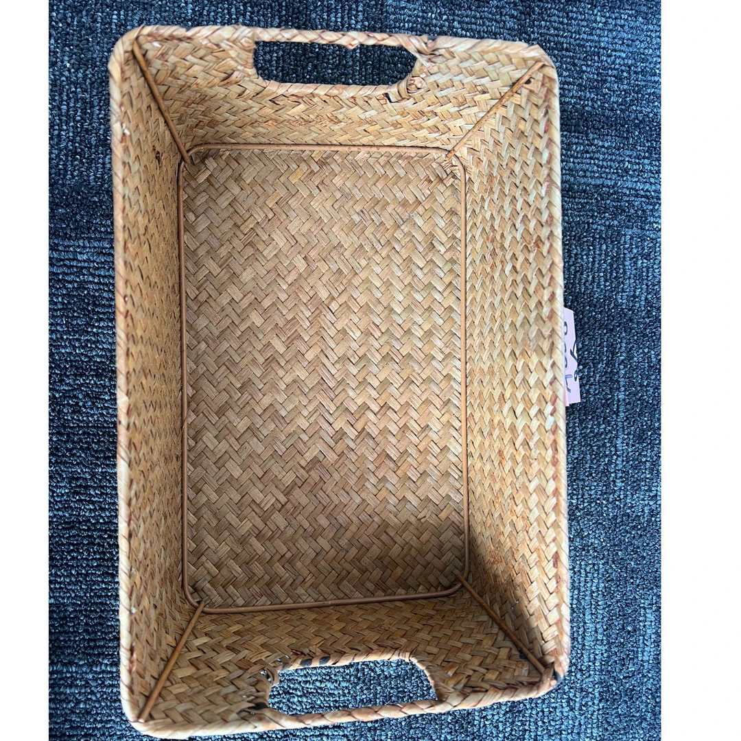 A008棕色手工编织居家酒店多用零食水果篮子30*20*10