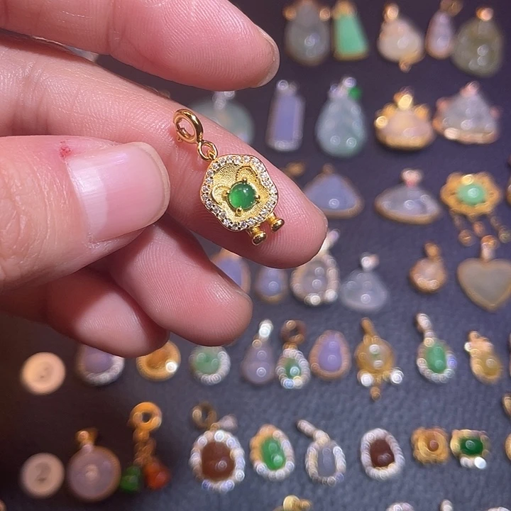 翡翠银S925镶嵌吊坠(不含链)天然翡翠