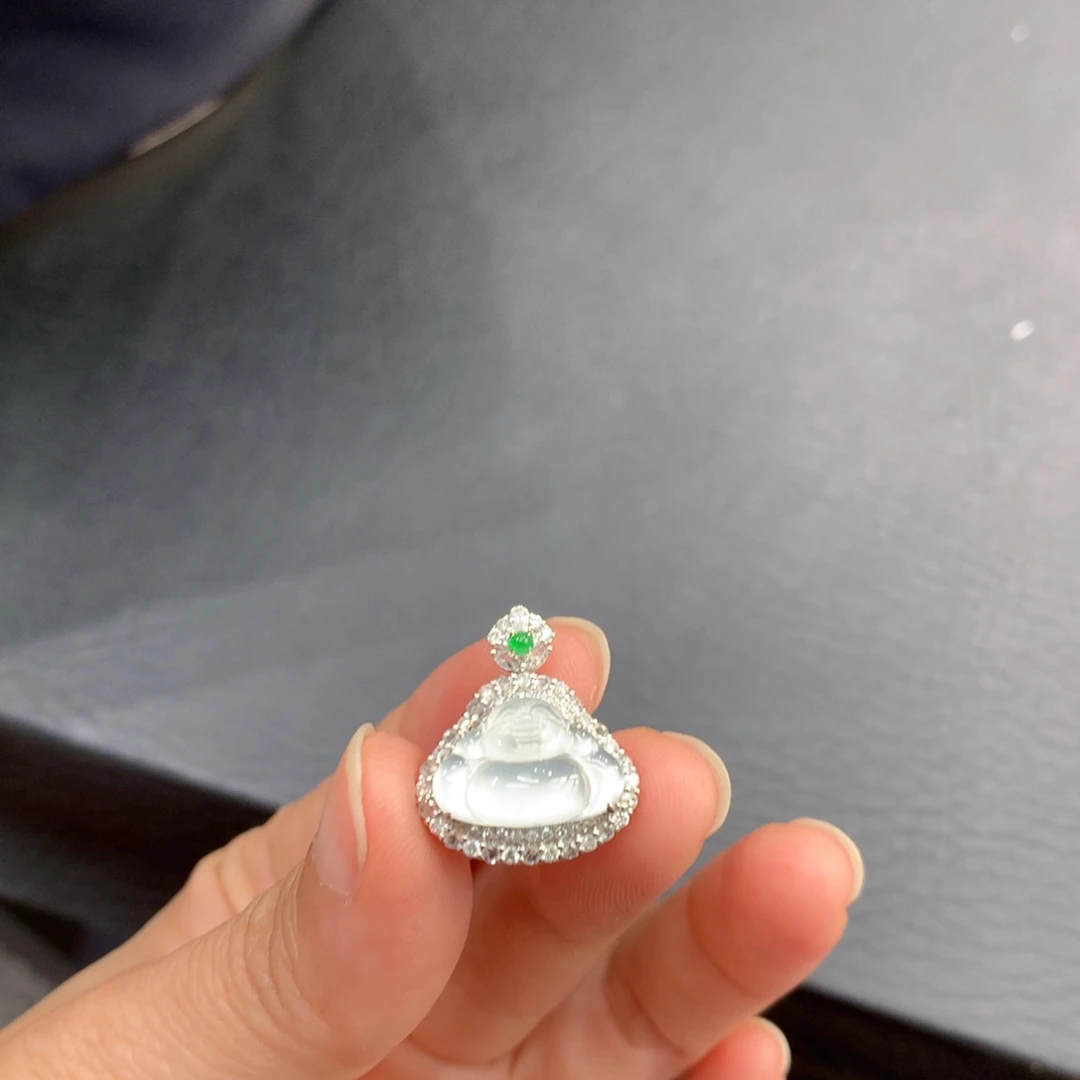 吊坠(不含链)18K金镶嵌翡翠