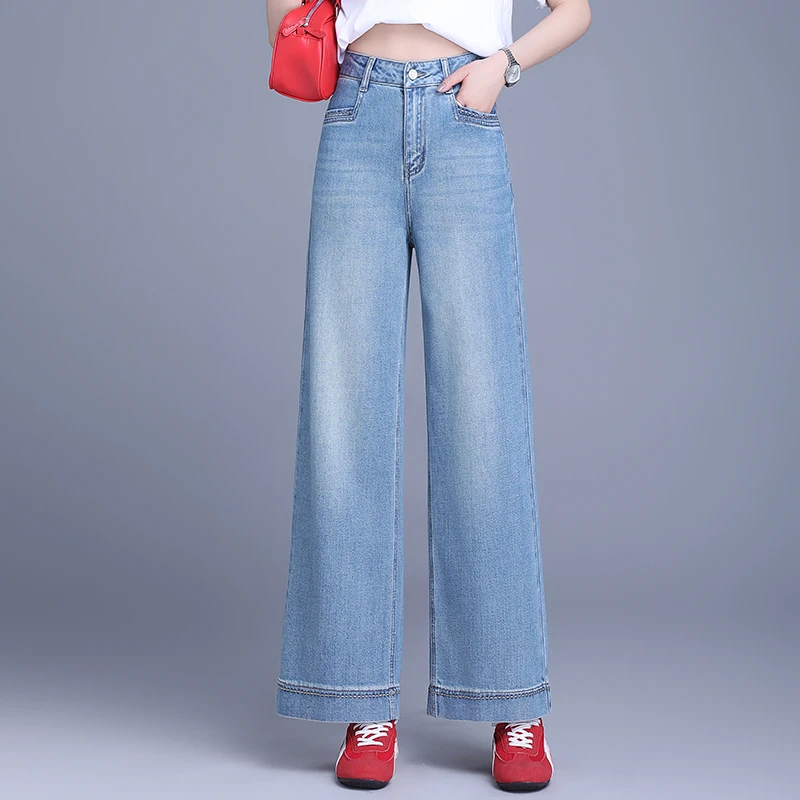 哥弟阿玛施正品阔腿牛仔裤女2025春夏款高腰显瘦百搭时尚九分女裤
