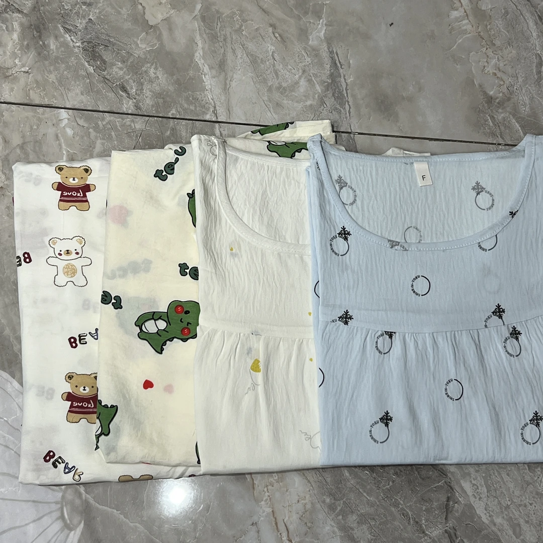 Q05 夏季薄款睡衣连衣裙（图案混发）