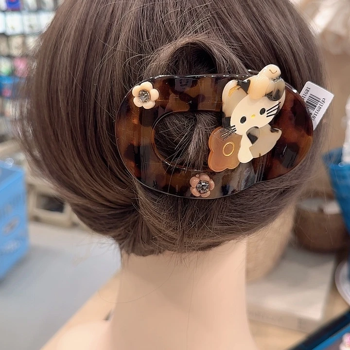 Kt豹纹棕色贝壳夹