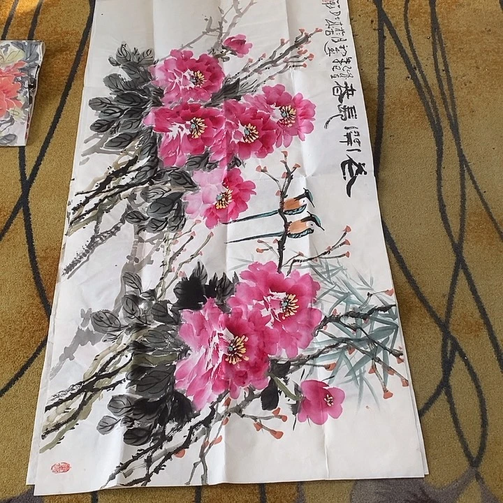 生***。国画鱼月莉70/140手绘画芯