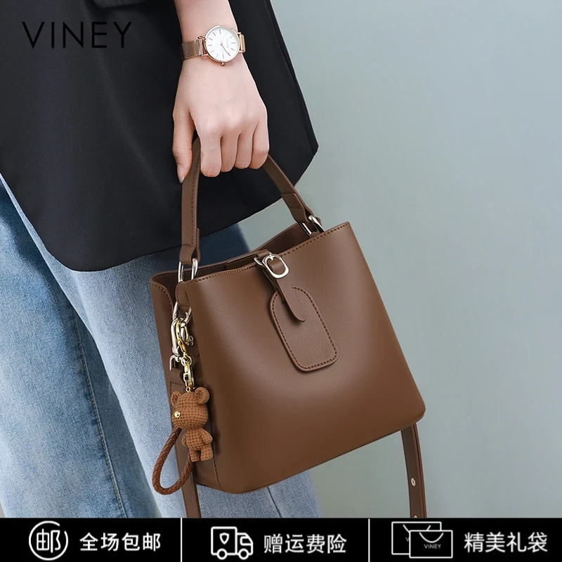 Viney真皮包包女包2025新款复古托特手提包生日圣诞礼物送女生