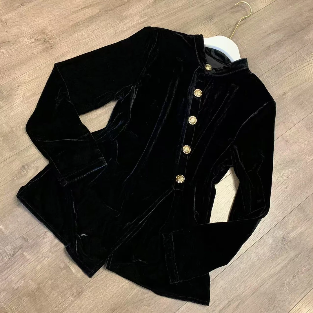 （现货）2025新款丝绒斜扣外衣0055