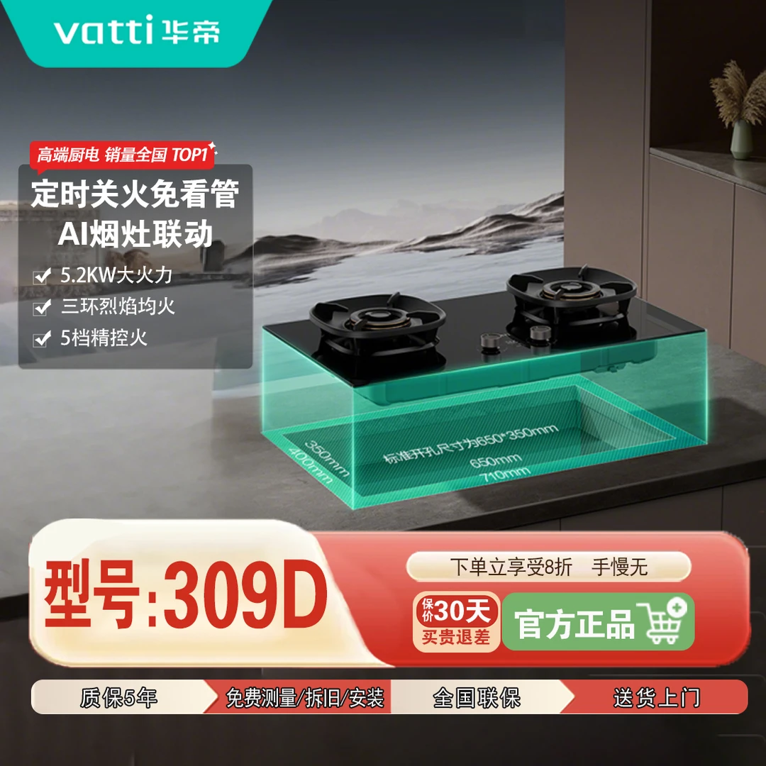 Vatti/华帝i10309D台嵌两用5.2kw智能定时猛火燃气灶猛火灶