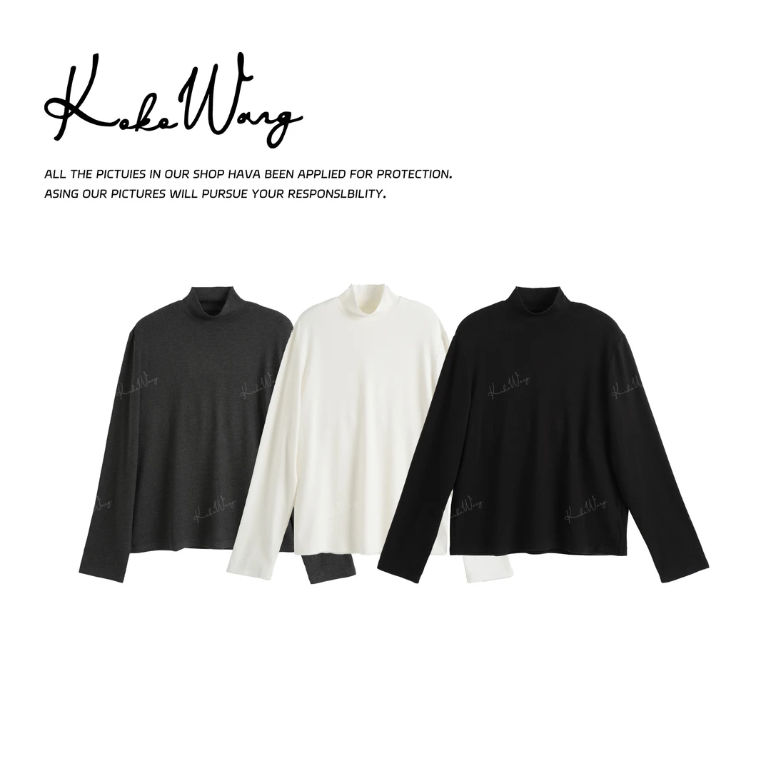 KOKO WANG半高领醋酸莫代尔羊毛混纺柔软亲肤打底衫N1265J22T60