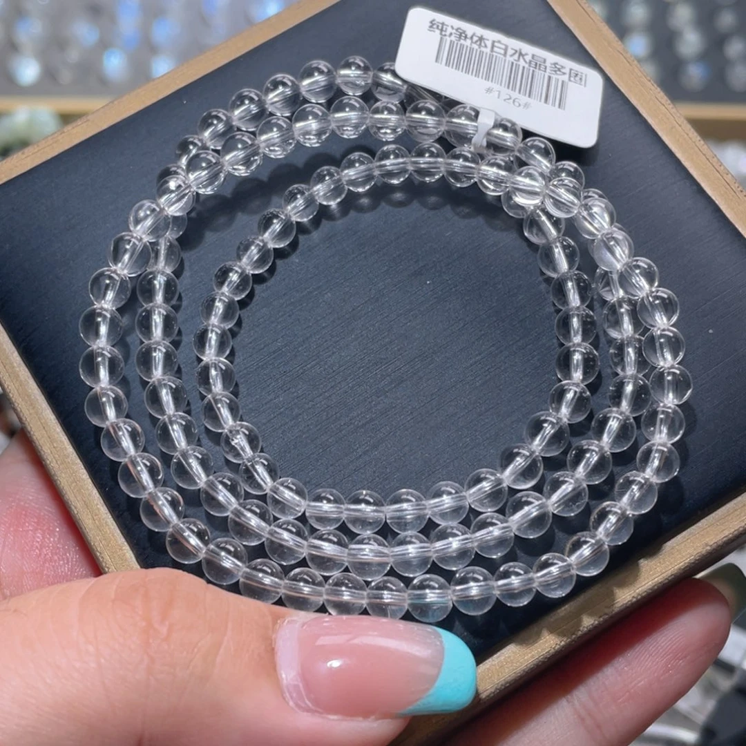 水晶未镶嵌手链白水晶手链多圈5mm