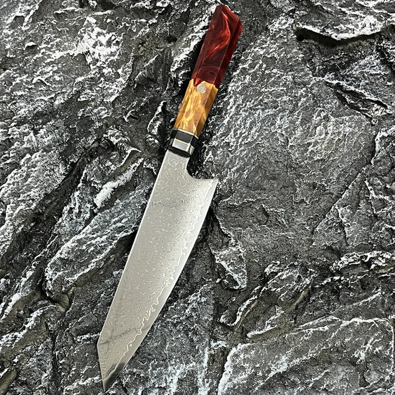 真大马士革外贸出口10CR15MOV钢芯厨刀高硬度60±2