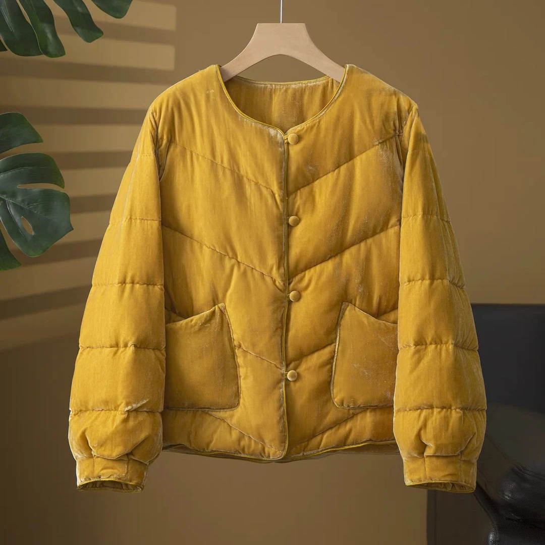 丝绒圆领（商场同款）短款保暖舒适冬季外套面包服棉服