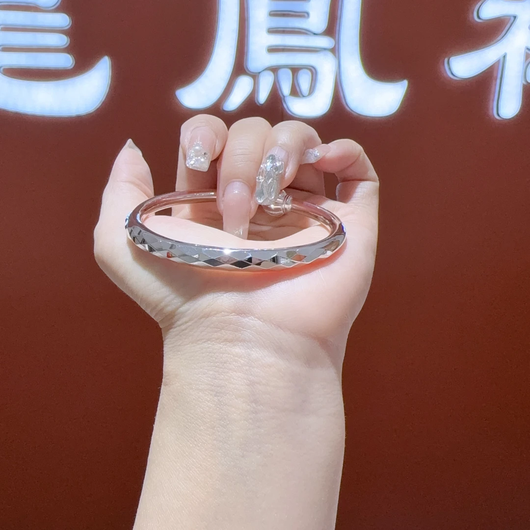 足银手镯 足银999水立方南瓜头贵妃手镯