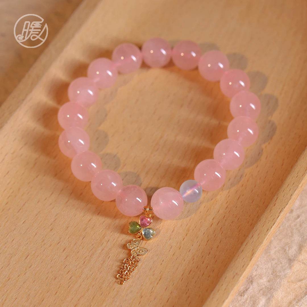 Nuanyan/暖言单圈粉水晶手串11mm搭配蝴蝶手链G1635多样性发一