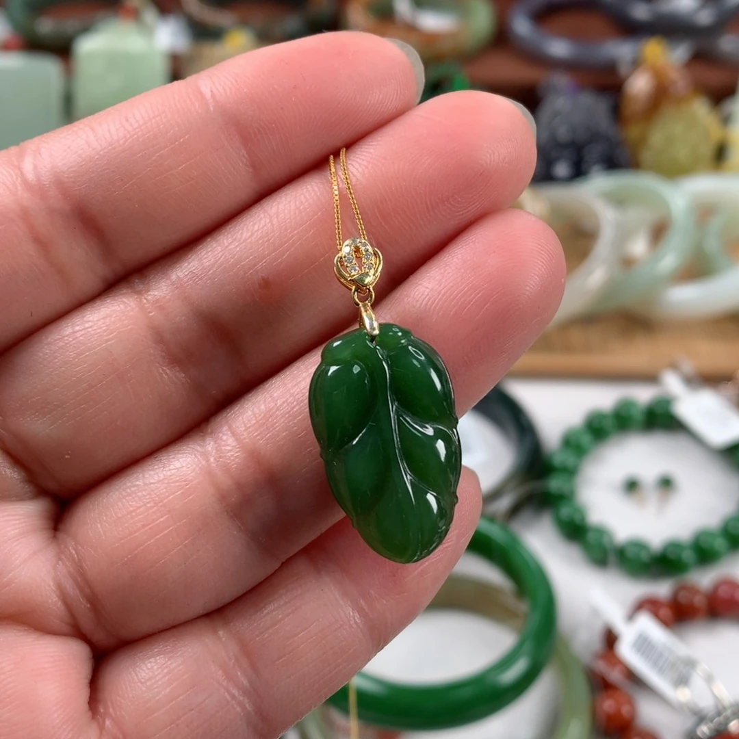 和田玉颈饰银S925镶嵌