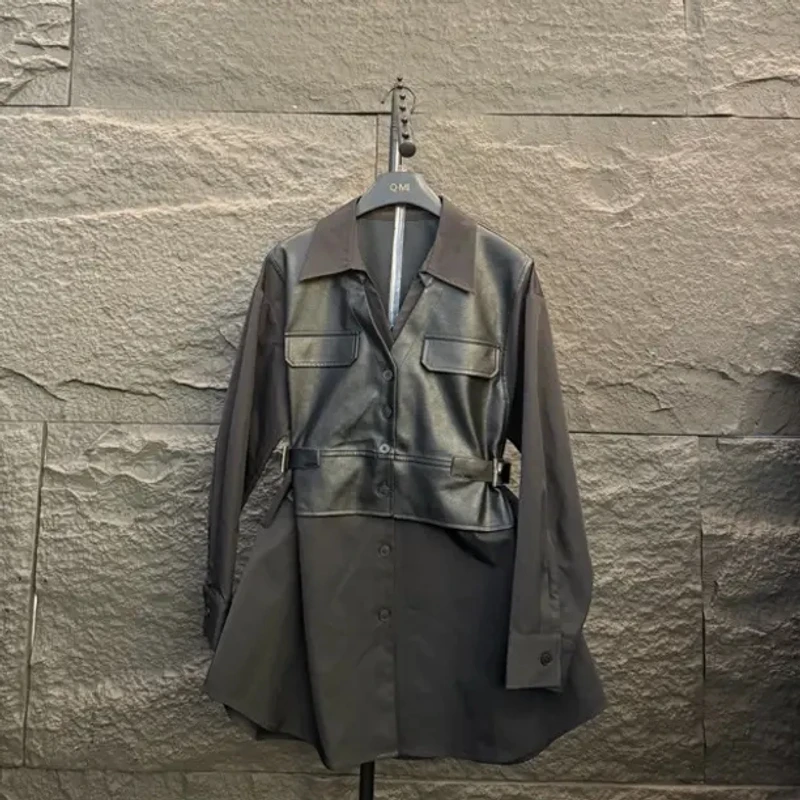 QMI原创轻奢设计宽松腰部系带衬衫Q0125