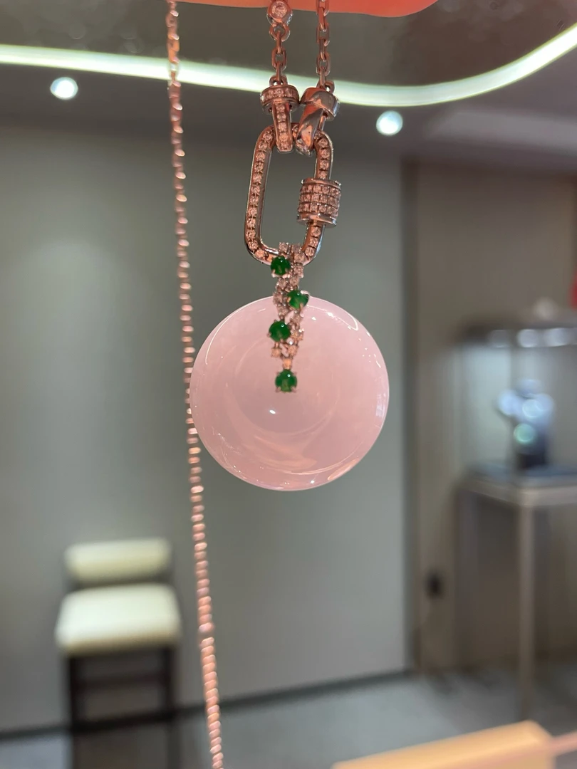 紫罗兰肉肉平安扣漏漏秒吊坠翡翠