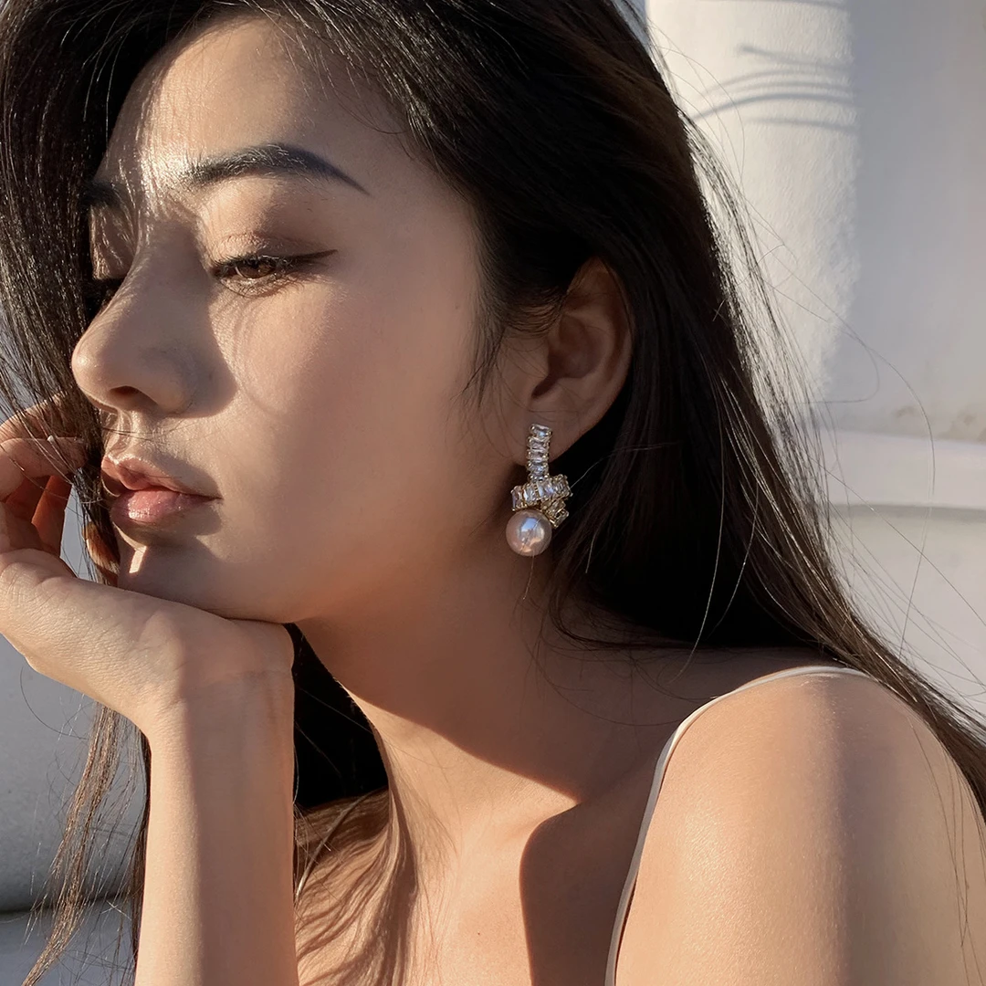 铜合金耳饰 新款绳结钻链吊坠气质小众耳饰耳钉耳环女潮