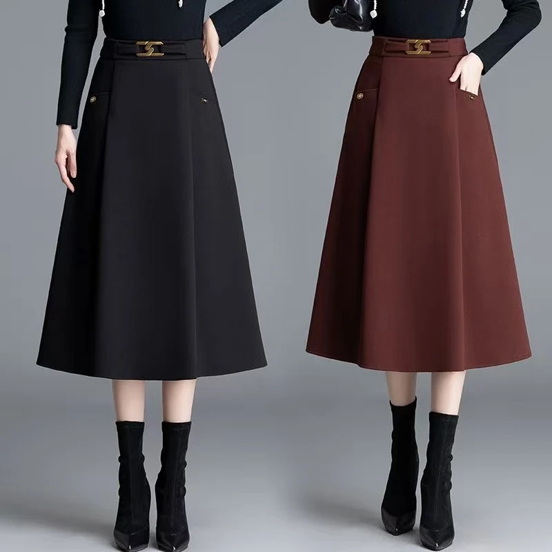 B155 休闲风高腰成人秋冬加厚半身裙