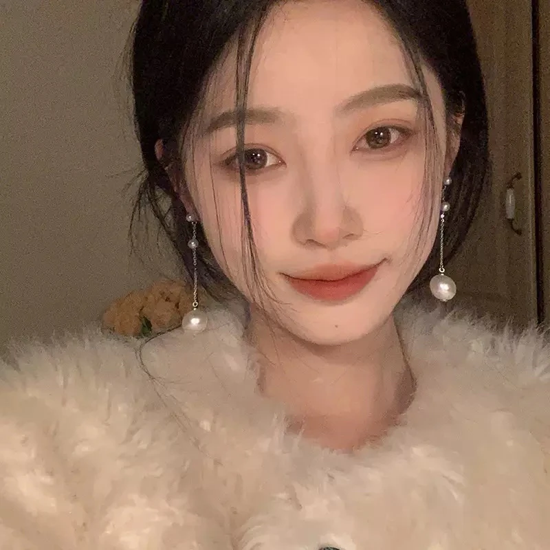 铜合金仿珍珠耳饰 YISLON/法式复古轻奢大小珍珠耳环气质高级耳坠