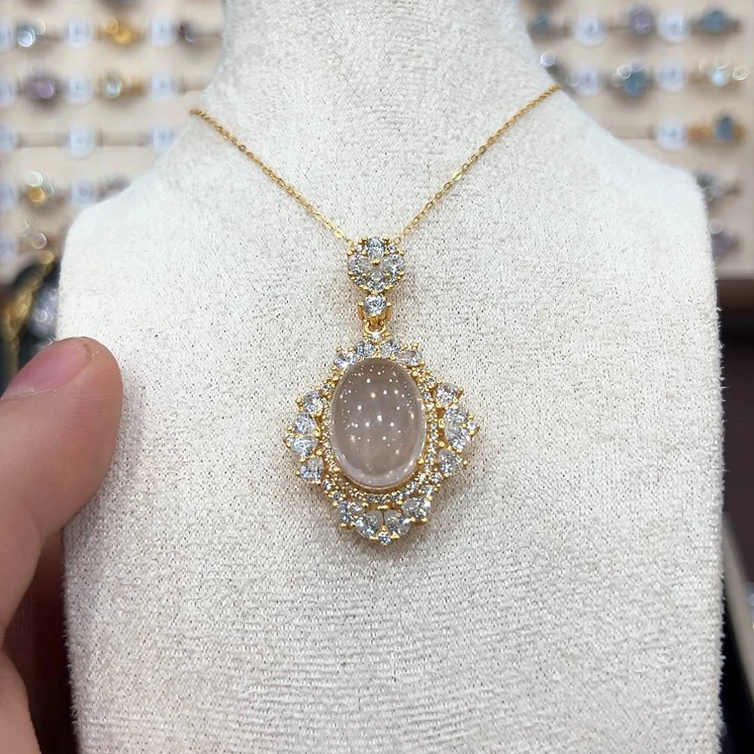 水晶吊坠(赠链)银S925镀金镶嵌