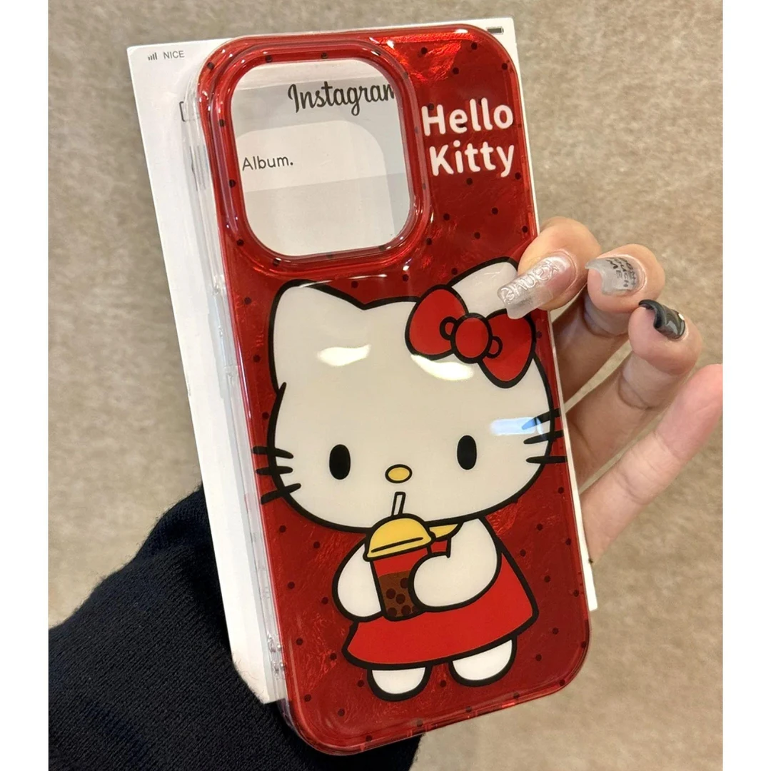 奥菲顿卡通奶茶KT猫适用iPhone16冰川15手机壳华为vivo小米oppo套
