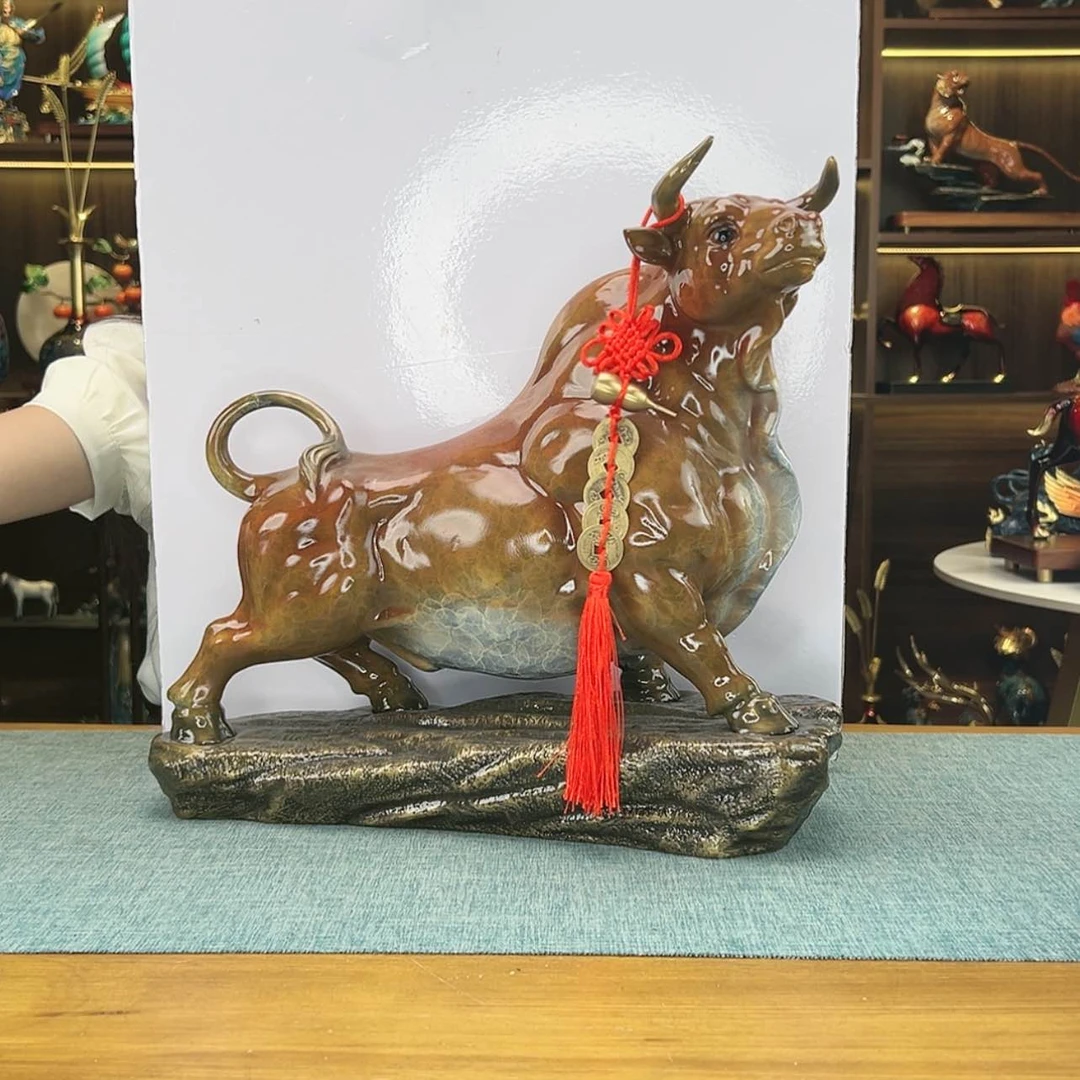 【闪购商品】牧*通全铜牛气冲天大号摆件，送五帝钱