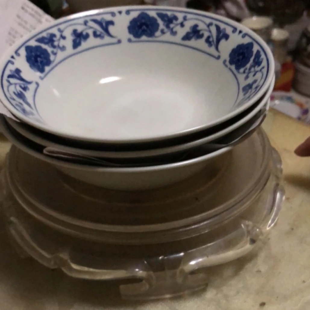 陶瓷青花汤面碗三个