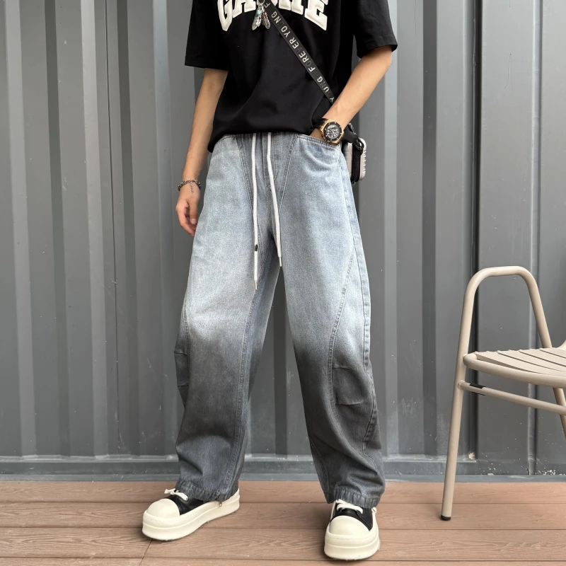 做旧复古男士休闲裤潮牌痞帅直筒裤流行新复古做旧男士夏季牛仔裤