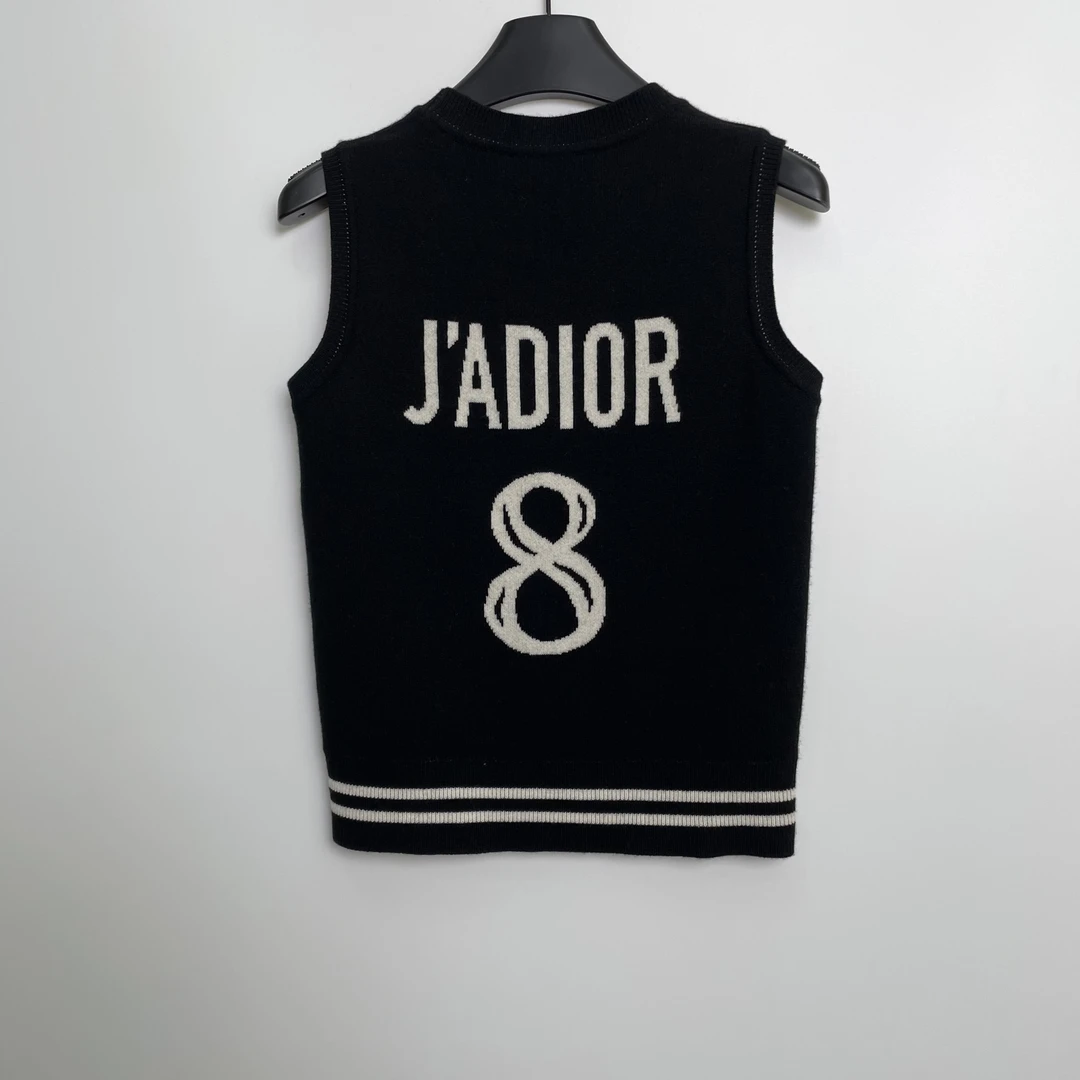 99新 DIOR/迪奥 C300693/黑色针织马甲背心/尺码34