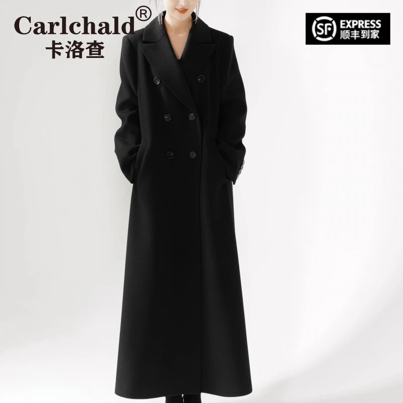 卡洛查（CARLCHALD）卡洛查（）巴黎之旅正肩中长款羊毛大衣女毛呢外