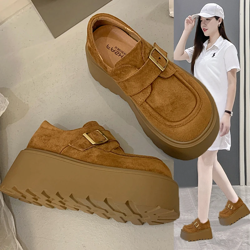 增高矮子乐厚底勃肯鞋女2025春季新款一脚蹬复古全包博肯乐福单鞋