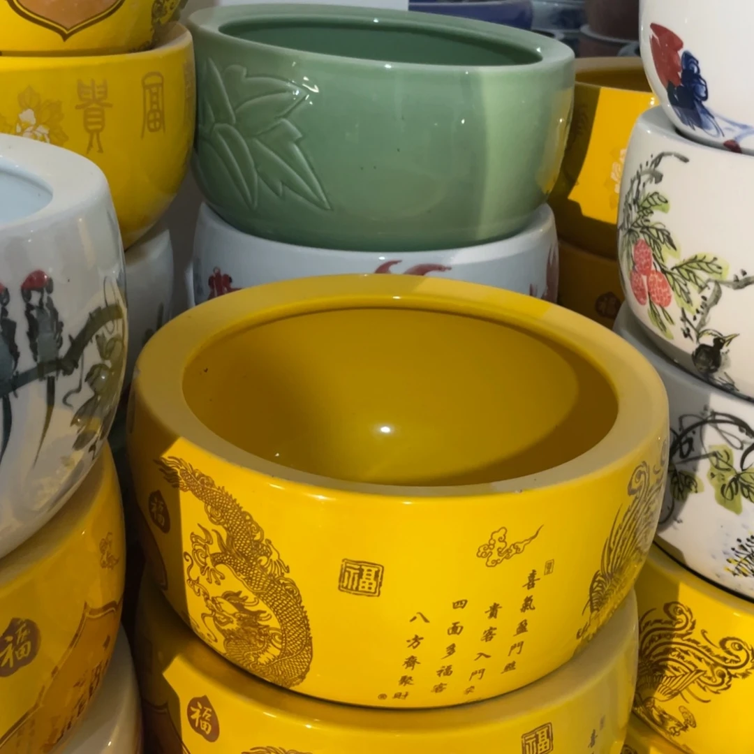 缸景德镇手工陶瓷鱼缸，36*20瑕疵