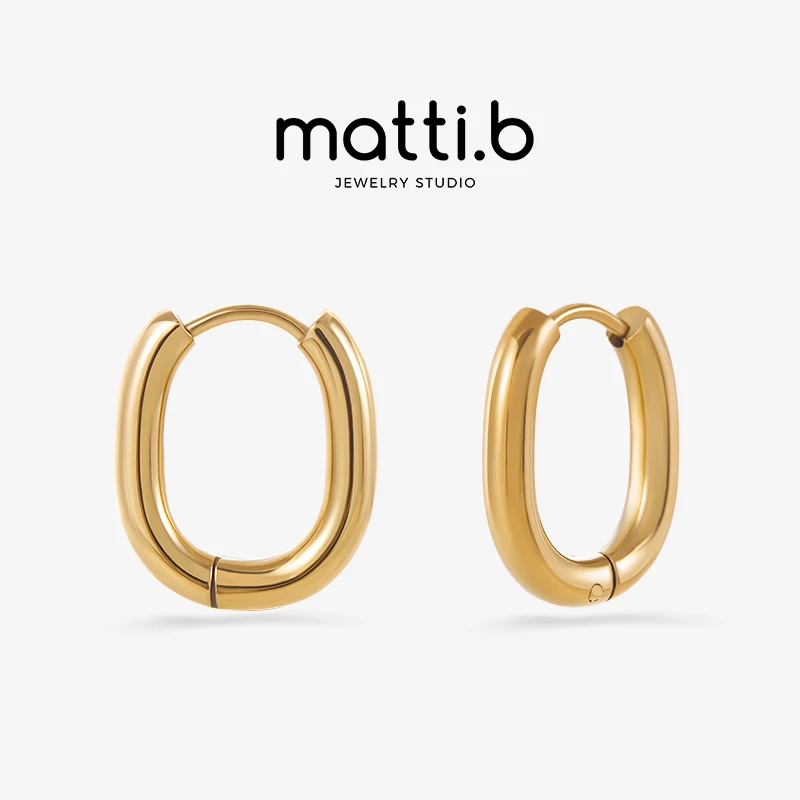 钛钢耳饰 欧美光面简约椭圆形素圈圈时尚潮流气质百搭耳环女1536