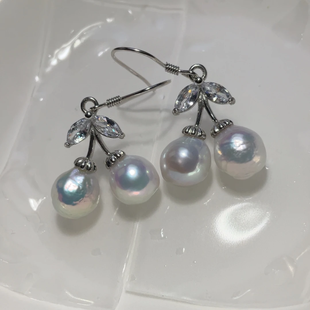 淡水珍珠耳饰银S925镶嵌