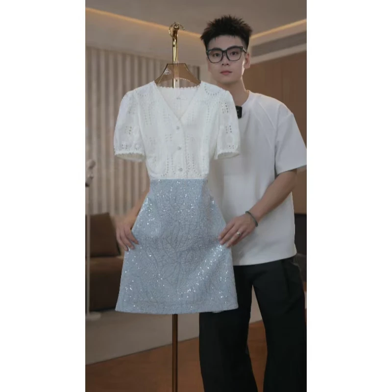 【蒂妮佳】2101夏季新款气质短袖显瘦连衣裙