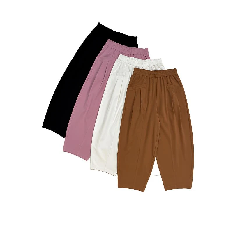 【雅纱棉气球裤】’’莫兰迪系‘‘轻薄凉感休闲纸皮八分哈伦弯刀裤7136